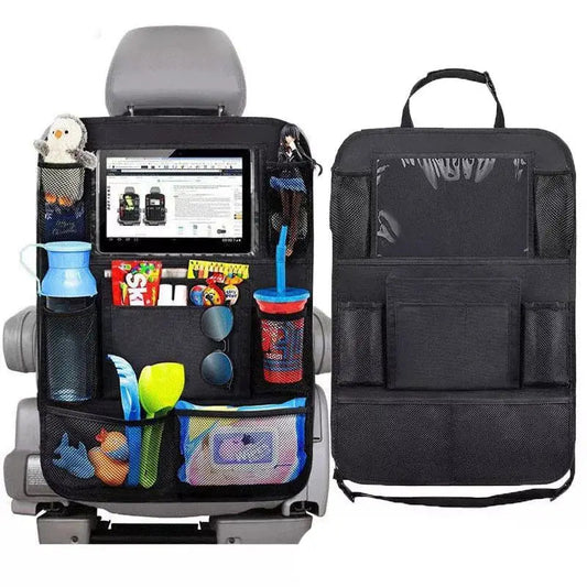 Ultimate Car Backseat Organizer with Touch Screen Tablet Holder - Durable Auto Storage Pockets & Seat Back Protectors